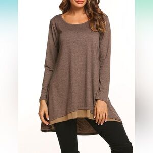 NWT Long Sleeve Solid Color Tunic Tops Layered, MULTI COLORS AVAILABLE